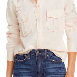 Rails Light Pink Star Embroidered Blouse Sz m